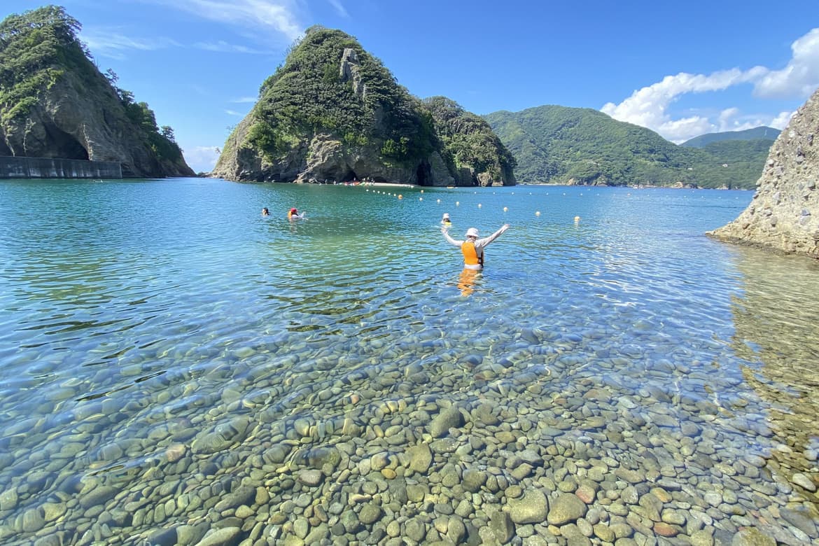 西伊豆シーカヤック　休憩時間はシュノーケリングも